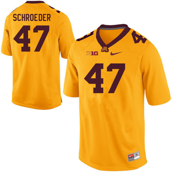 Men #47 Wyatt Schroeder Minnesota Golden Gophers College Football Jerseys Sale-Gold - Click Image to Close